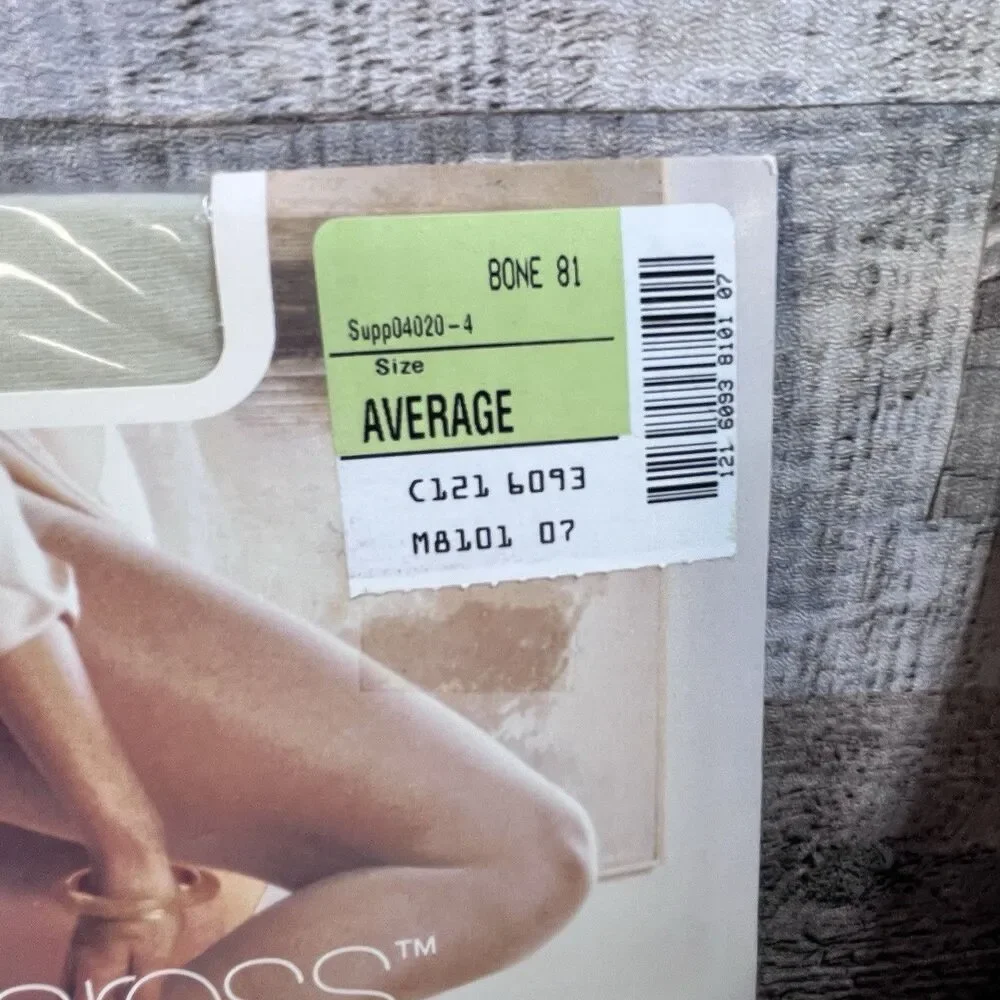 2 Average Size JCPenney Sheer Caress Sandalfoot Pantry Hose Smokey Grey Bone